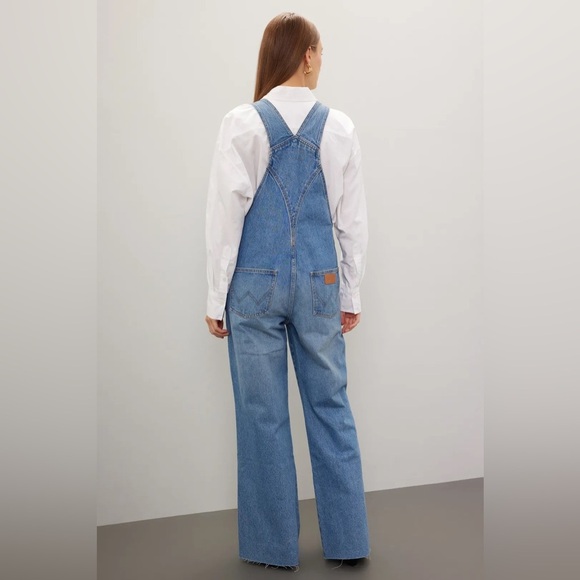 WRANGLER Classic Wide Leg Denim Overalls 70's Retro Size S - Picture 8 of 16